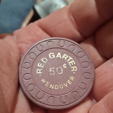 Red Garter Brown 50¢ Casino Chip Wendover Nevada Collectible Gaming Token