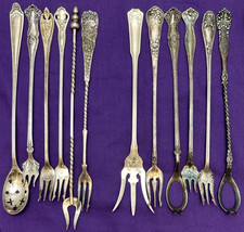 12 Pc Antique to Vintage Silverplated LONG OLIVE / PICKLE FORKS & SPOONS