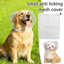 White Mesh Dog Muzzle Anti Eating, Adjustable 30x25cm Pet Muzzle Nylon E3B3