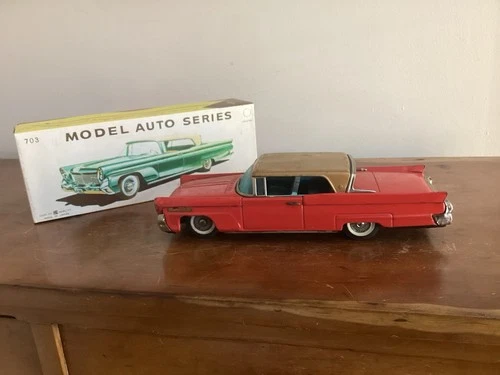 Vintage Bandai Tin Litho Lincoln Continental 11.5” w/BOX 1958
