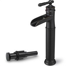 Hoigy Brass Vessel Sink Faucet Oil Rubbed Bronze Waterfall Tall Bathroom Faucet