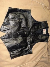 The Leather Shop Vintage Sears Black Vest Size 44 3 Button Made In Argentina