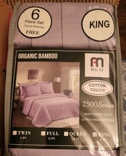 New 6 Piece King Size Sheet Set Lt Purple Deep Pockets