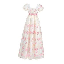 Regency Dress Women Regency Costume Empire Waist Dresses Tea Medium Magenta