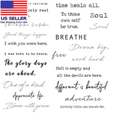 Realistic Temporary Tattoos - 20 Individual Line Pcs, Waterproof Inspirational W