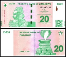 Zimbabwe 20 ZiG (Zimbabwe Gold), 2024, P-111, UNC