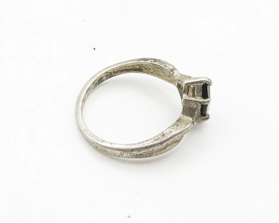 Anillo AVON 925 Plata Vintage Corte Marquesa Negro Hematita Banda Talla 8 RG18994 Foto 2 de 4