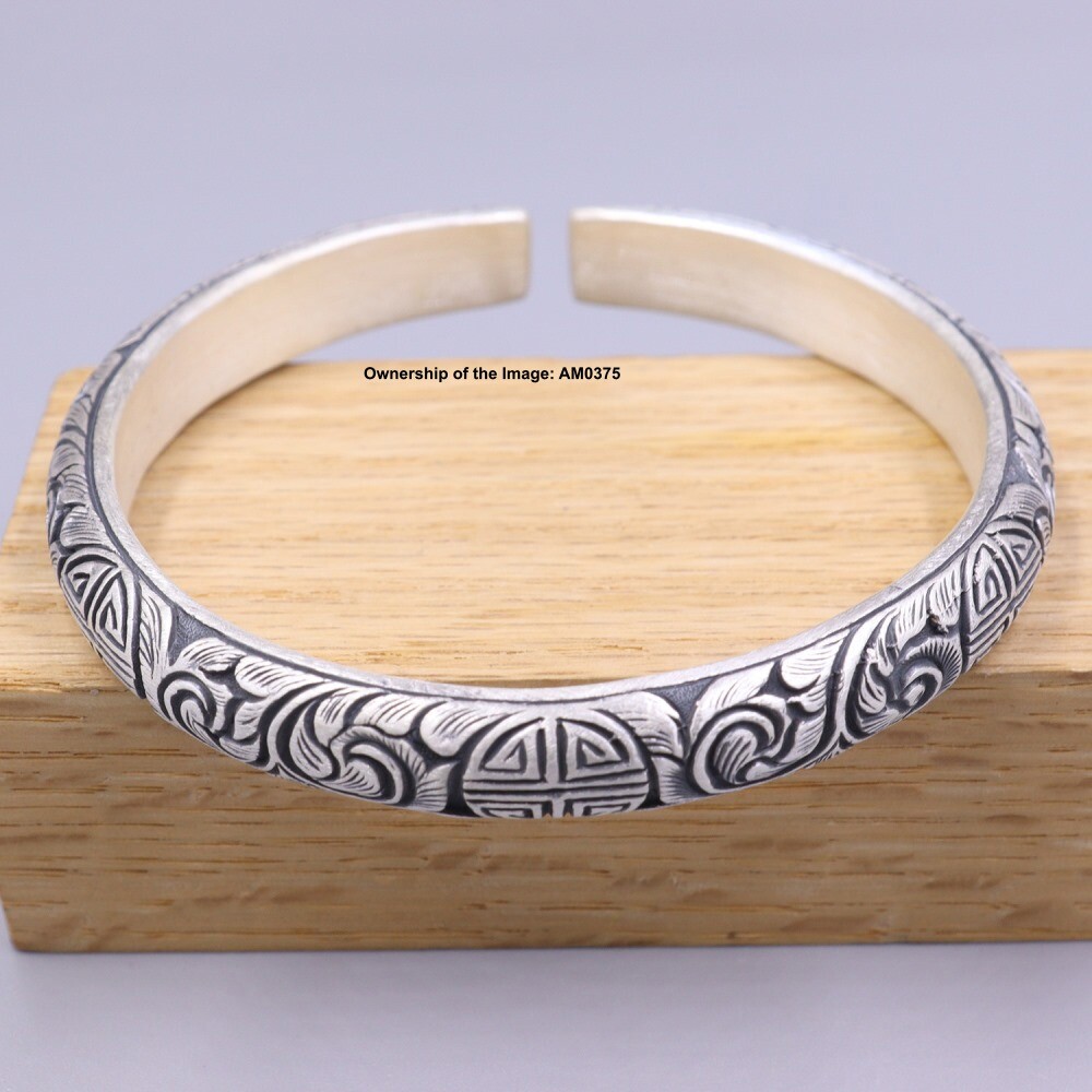 Pure 999 Fine Silver Women's Bracelet Cuff Bangle 2.44inch