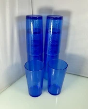 10pc Cambro Commercial Restaurant Cobalt Blue Plastic Tumblers Cups 24oz 10 Pack