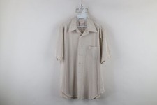 Vtg 70s Streetwear Mens 16.5 Distressed Geometric Knit Collared Button Shirt USA