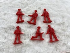 lot of 6 vintage red plastic 3 to 2.5 tall toy firefighters
