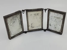 Vintage Victorian Tri-Fold Folk Art Shaving Mirror Antique Original