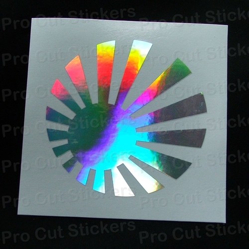 Autocollants Drapeau Soleil Levant JDM Argent Hologramme Miroir Chrome - X2 Stickers Auto