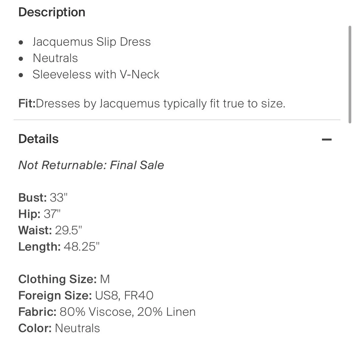 Jacquemus lino abito lungo collo a V