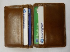 Luxury gift- boxed leather Mini Magic Wallet,Credit Card Holder Tan Colour