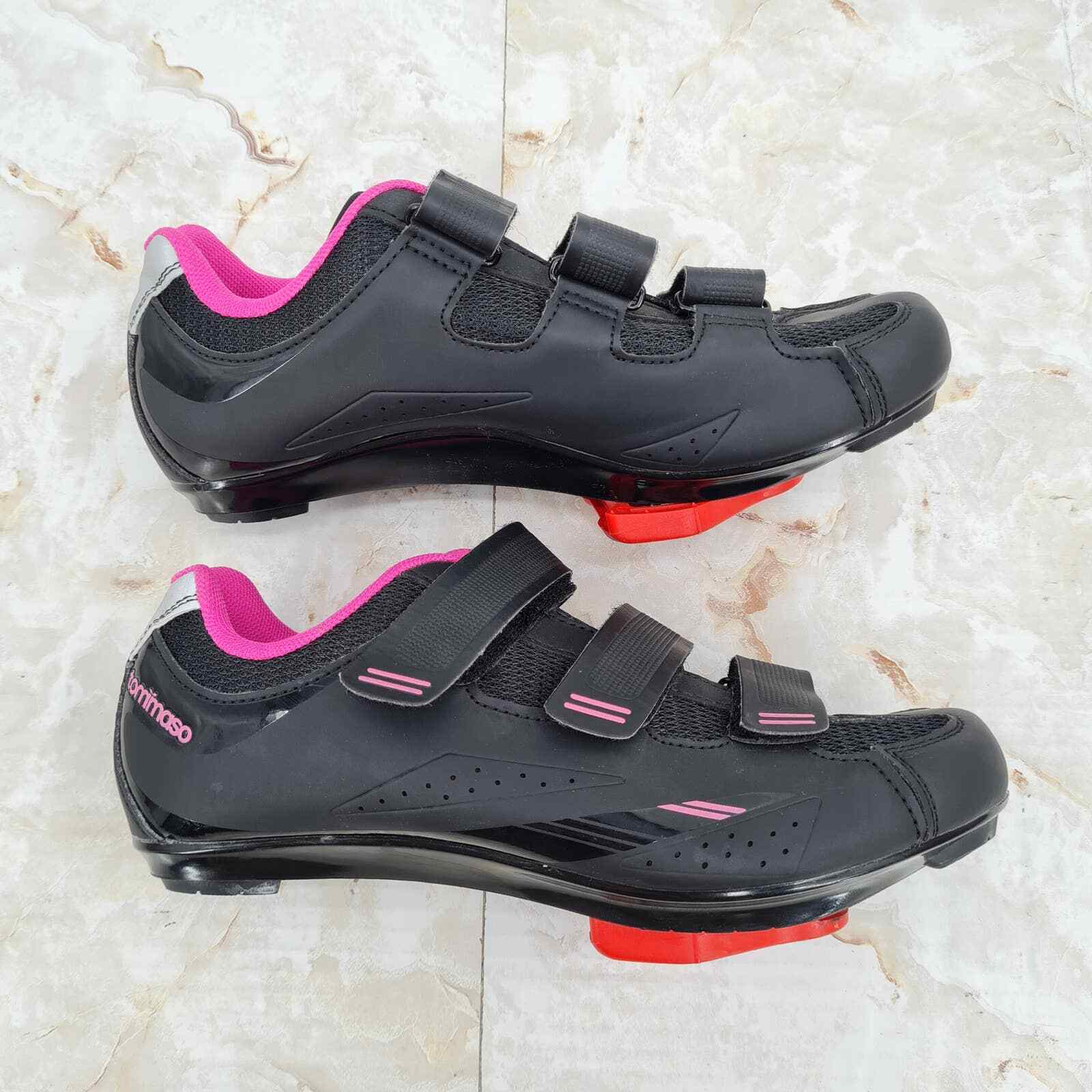 Tommaso Black and Pink Cycle Spin Shoes Size 9 - image 3