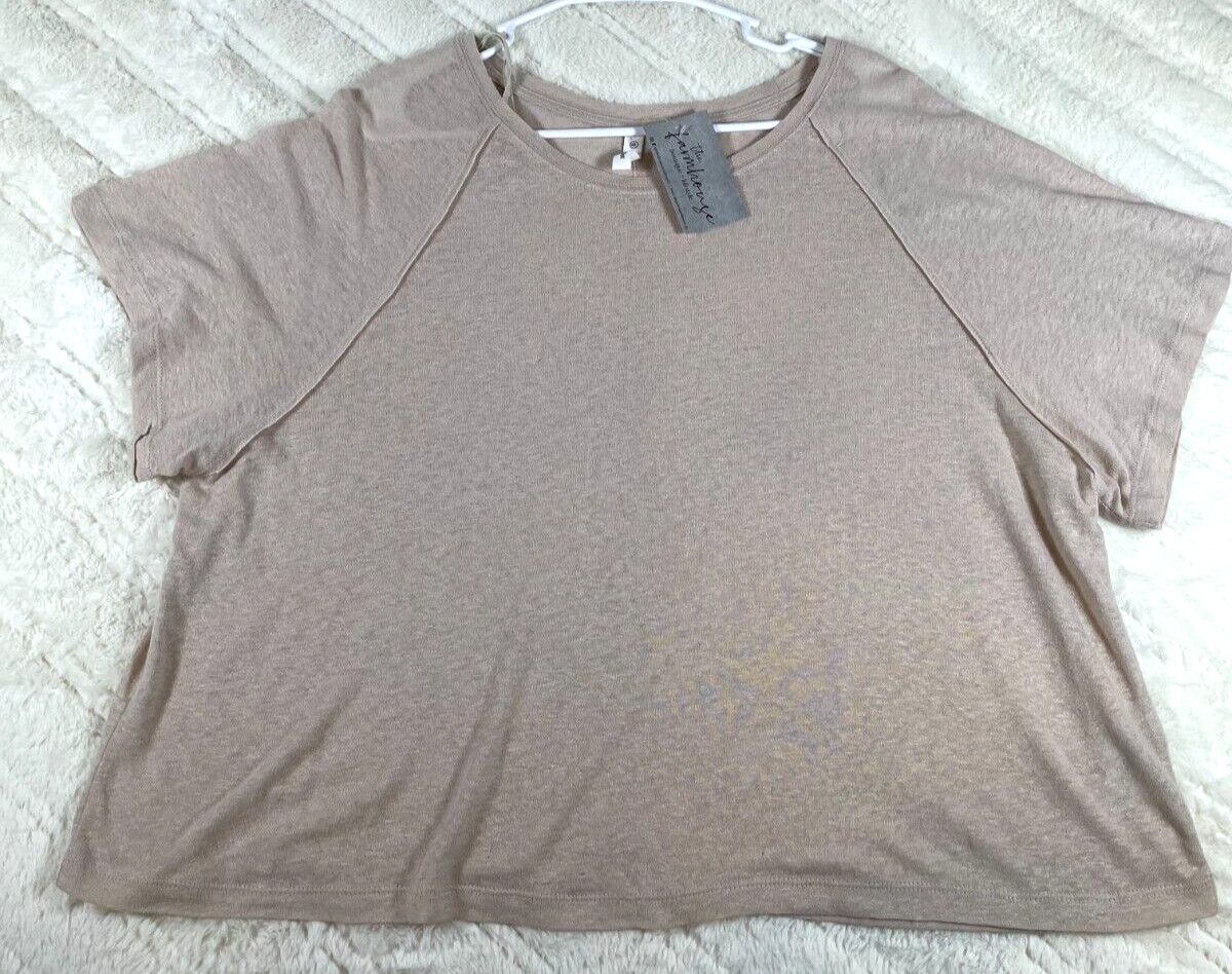 NWT Wishlist Boutique Tan Cropped Oversized Tee Sz M/L