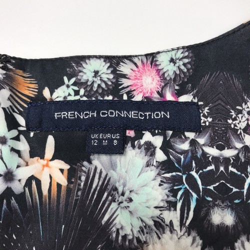 FRENCH CONNECTION Black Floral Sleeveless Sheath Dress UK 12 EUR Medium US 8 - Picture 10 of 12