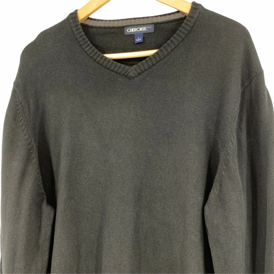 Suéter de algodón con cuello en V grande Cherokee 9871 para hombre Foto 2 de 4