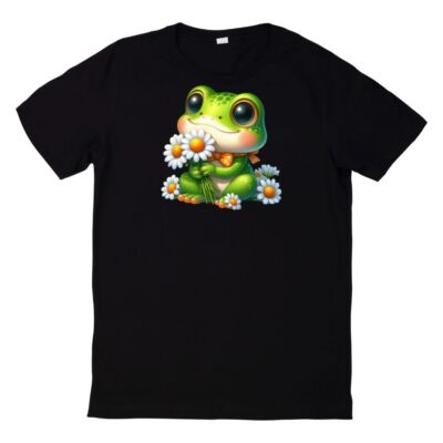 Cute Frog With Daisy T Shirt