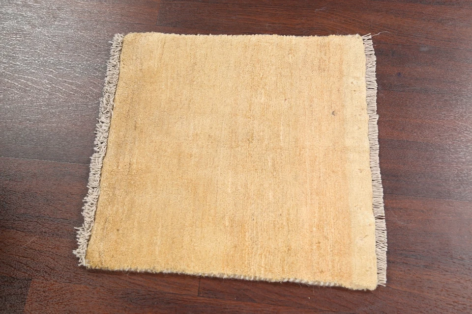 IVORY Solid Contemporary Gabbeh Area Rug Hand-knotted Oriental Carpet 2x2 Square - Image 4 of 4