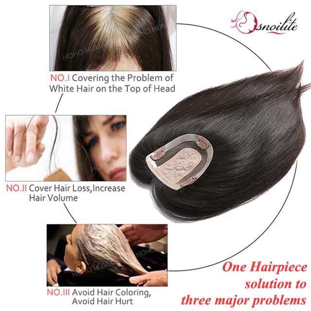 Namecute Women Clip In Hairpieces Toupee Top Closure Ombre Brown
