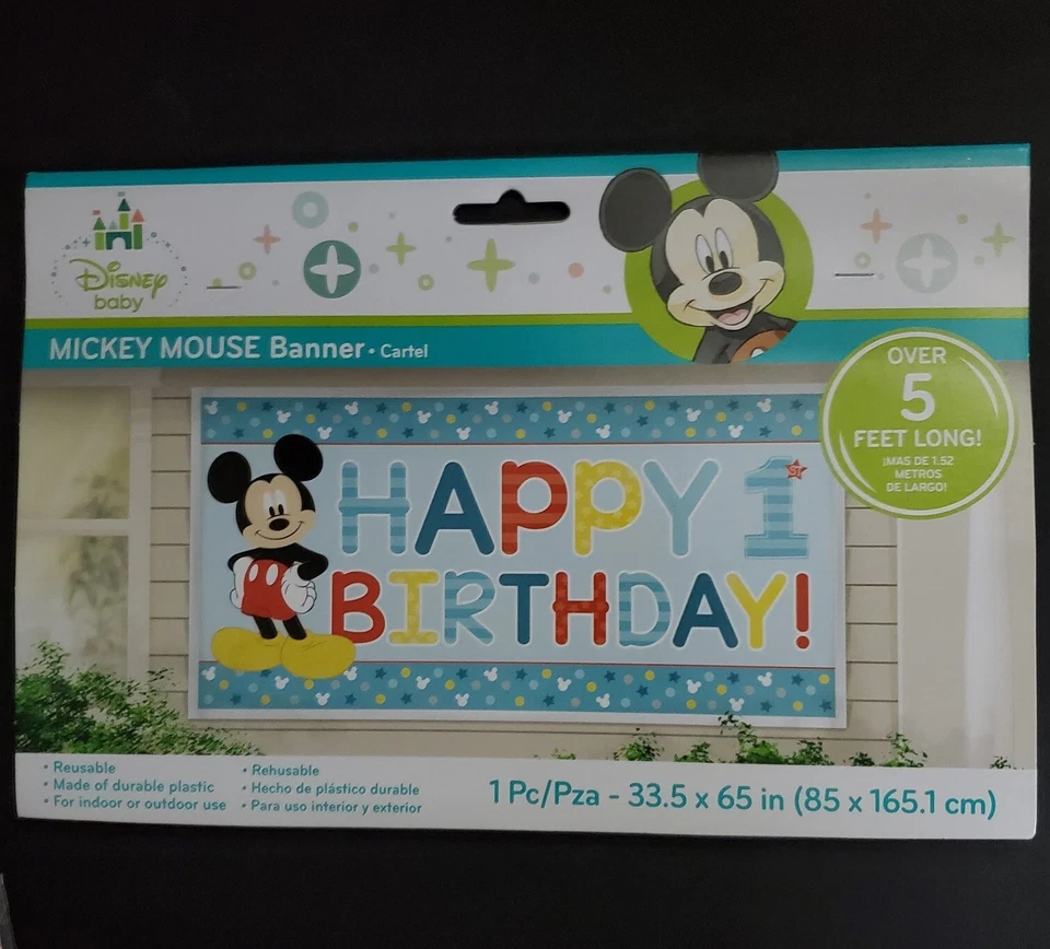Mickey Mouse 1st Birthday Party String 6 Pcs Disney 7 Ft + 5 Ft Banner SET - Image 2 of 4