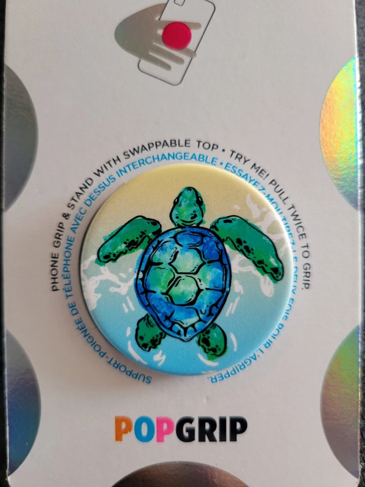 Empuñadura para teléfono PopSockets Tortuga, Turtle PopGrip y soporte con tapa intercambiable Foto 2 de 3