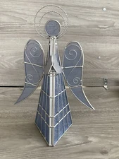 Christmas Angel Stained glass blue 11" candle holder Collectible Decoration
