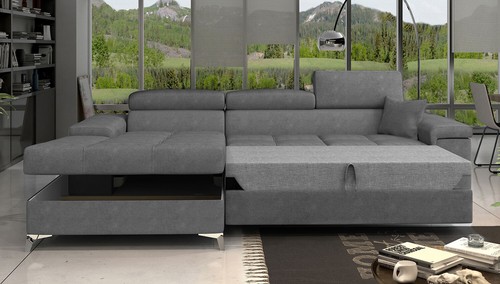Ecksofa Eckcouch RICARDO Schlaffunktion Recamiere rechts grau weiß (17774) - Bild 4 von 8