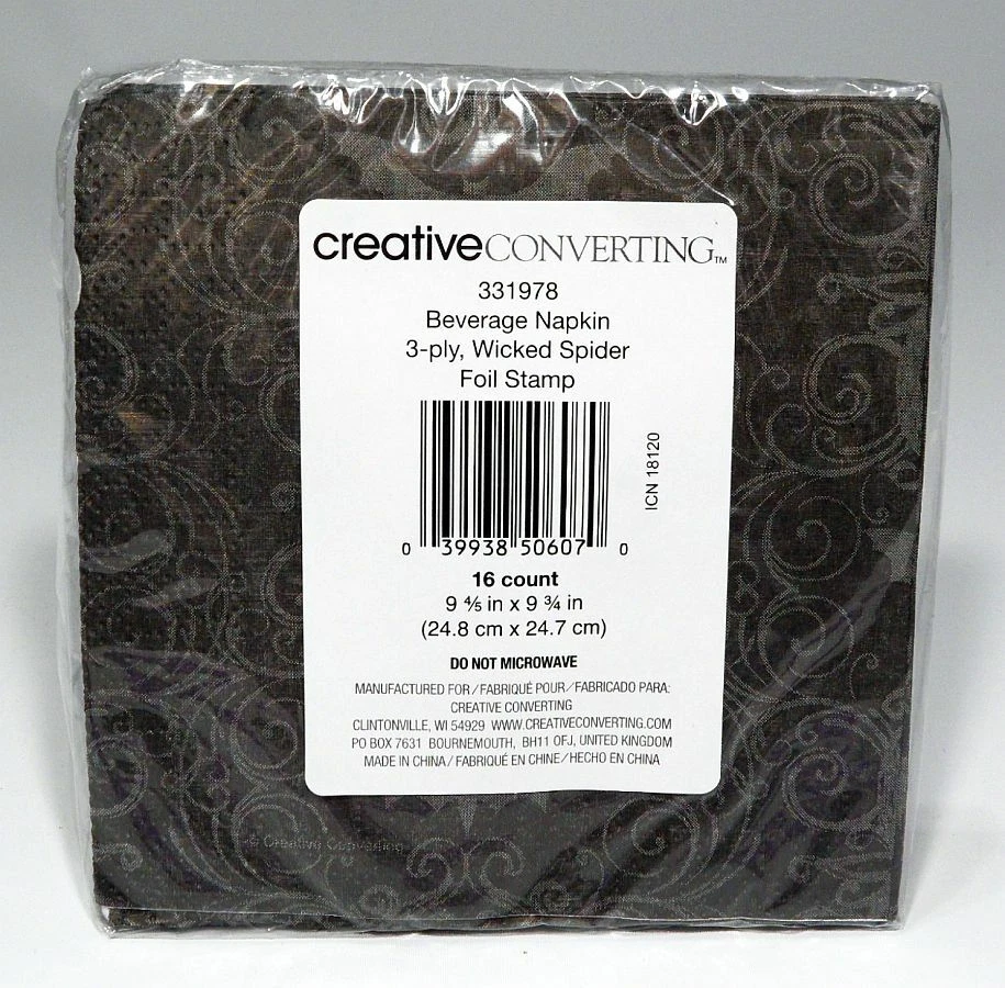 WICKED SPIDER HALLOWEEN PARTY KIT - 64 FOIL STAMPED LUNCH & BEVERAGE NAPKINS! - Image 3 of 4