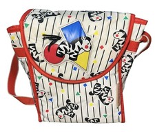 Vintage 1990 Cudlie Diaper Tote Bag Zebra Striped Shapes Red