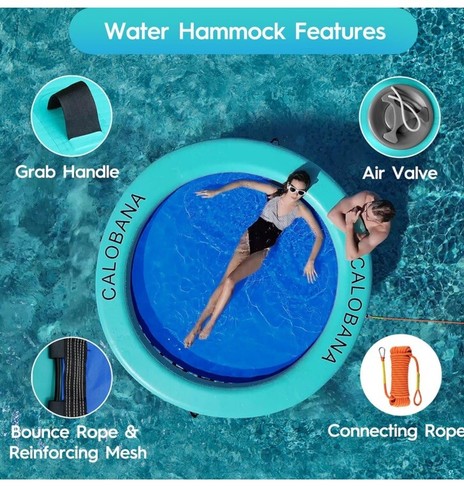 Round Floating Ring Inflatable Water Hammock Heavy Duty River Floats ...