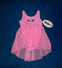 GIRLS PINK SILVER BLING BOW DANCE SKATE LEOTARD OUTFIT SIZE 4 - 5 XSMALL NWT
