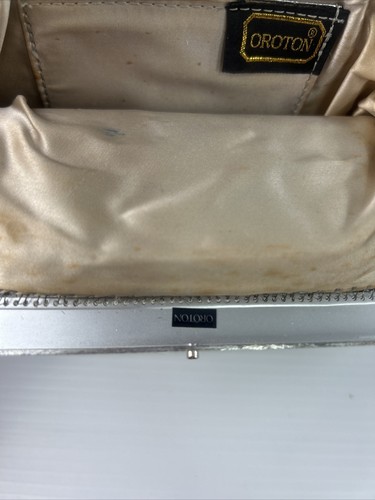Vintage OROTON white glomesh and silver accents Snakechain Clutch fits iphone - Picture 12 of 24