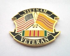 VIETNAM VETERAN WITH FLAGS (1-1/16") Military Hat Pin P14791 EE