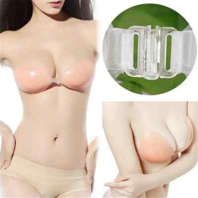 Adhesive Silicone on Invisible Push Stick Bras Up Gel Backless Strapless Self
