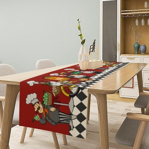 Retro Chef Table RunnerFarmhouse Burlap Table Runners for Party Wedding Chef ... - Picture 2 of 7