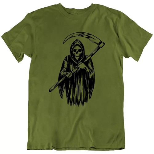 Halloween Skeleton The Death Grim Reaper Scythe Cloak Horror T Shirt Gift New - Picture 4 of 12