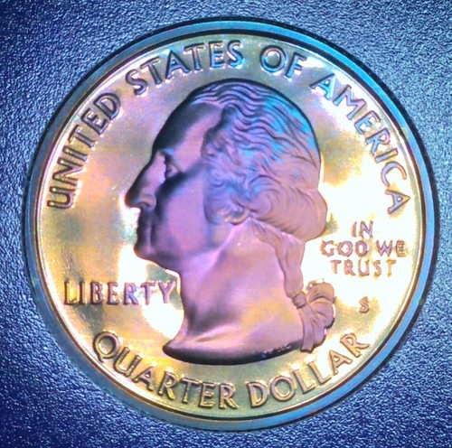 2005 S RAINBOW TONED U S Mint 50 State Quarter Set (5Coin & Case) NO BOX or COA - Picture 9 of 11