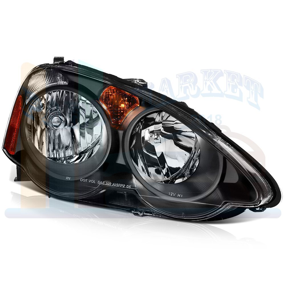 For 20022004 Acura RSX Front Black Headlight Replacement Headlamps