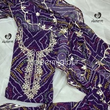 Indian Bandhani Salwar Kameez Women Punjabi Suit Wedding Partywear Kurta Dress