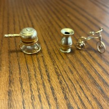 Vintage Brass Set dollhouse miniature Lot Vase, Pot, Tricycle
