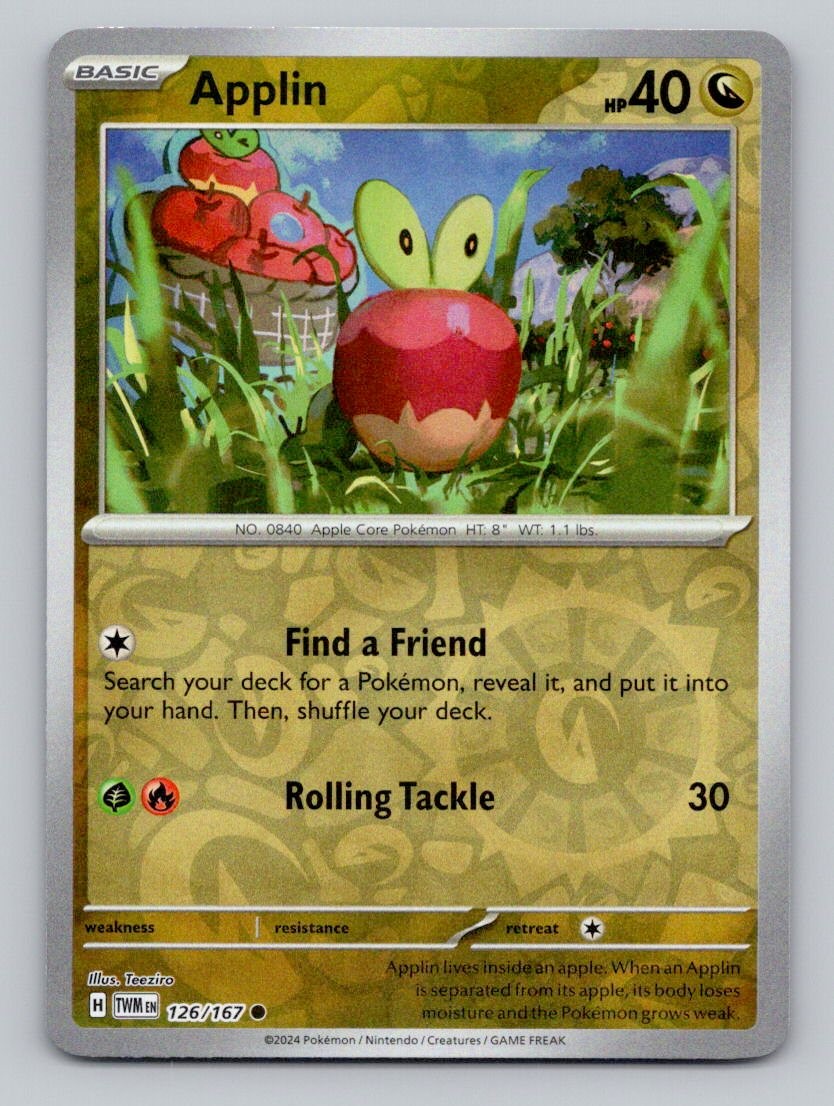 Reverse Holo Applin 126/167 Common SV06: Twilight Masquerade Pokemon