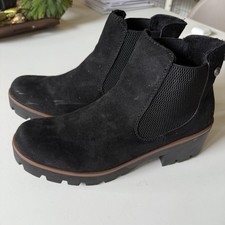 Rieker Amalia Boot Women's EU41 US9.5 Black Suede Elastic Chelsea Lug