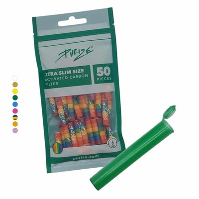 50 Stück PURIZE Xtra Slim Size 5,9mm (6mm) Aktivkohlefilter + J Tube