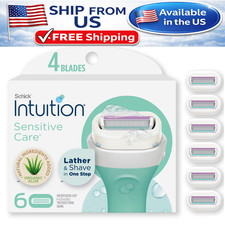 Schick Intuition Sensitive Care 4-Blade Women's Razor Cartridge Refills, 6 Count