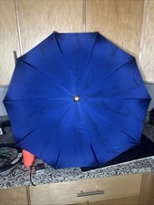 Vintage Knirps Folding Umbrella Blue Silver Tone Handle Germany Nyltest