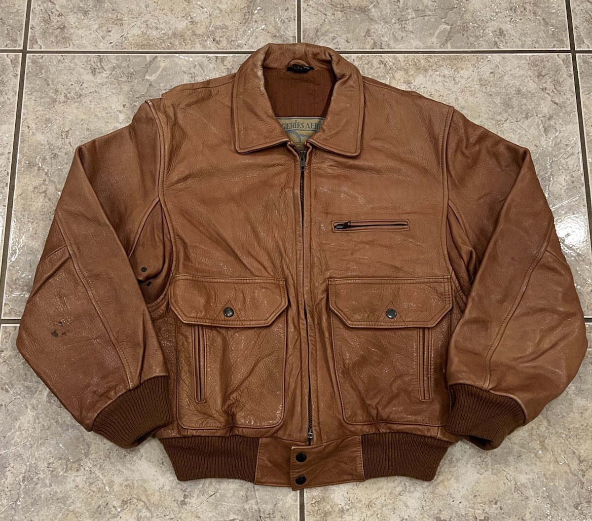 VTG 1986 Mens 40 American Eagle Leather A2 Flight Bomber Jacket Pilot Moto Cafe