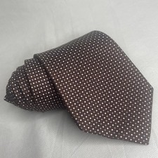 Brooks Brothers Makers Pure Silk Textured Tie Preppy Polkadots Brown Necktie